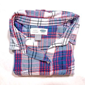 🍁 (4/$30) Old Navy Classic Fit Light Blue Plaid Button Down Shirt (L)